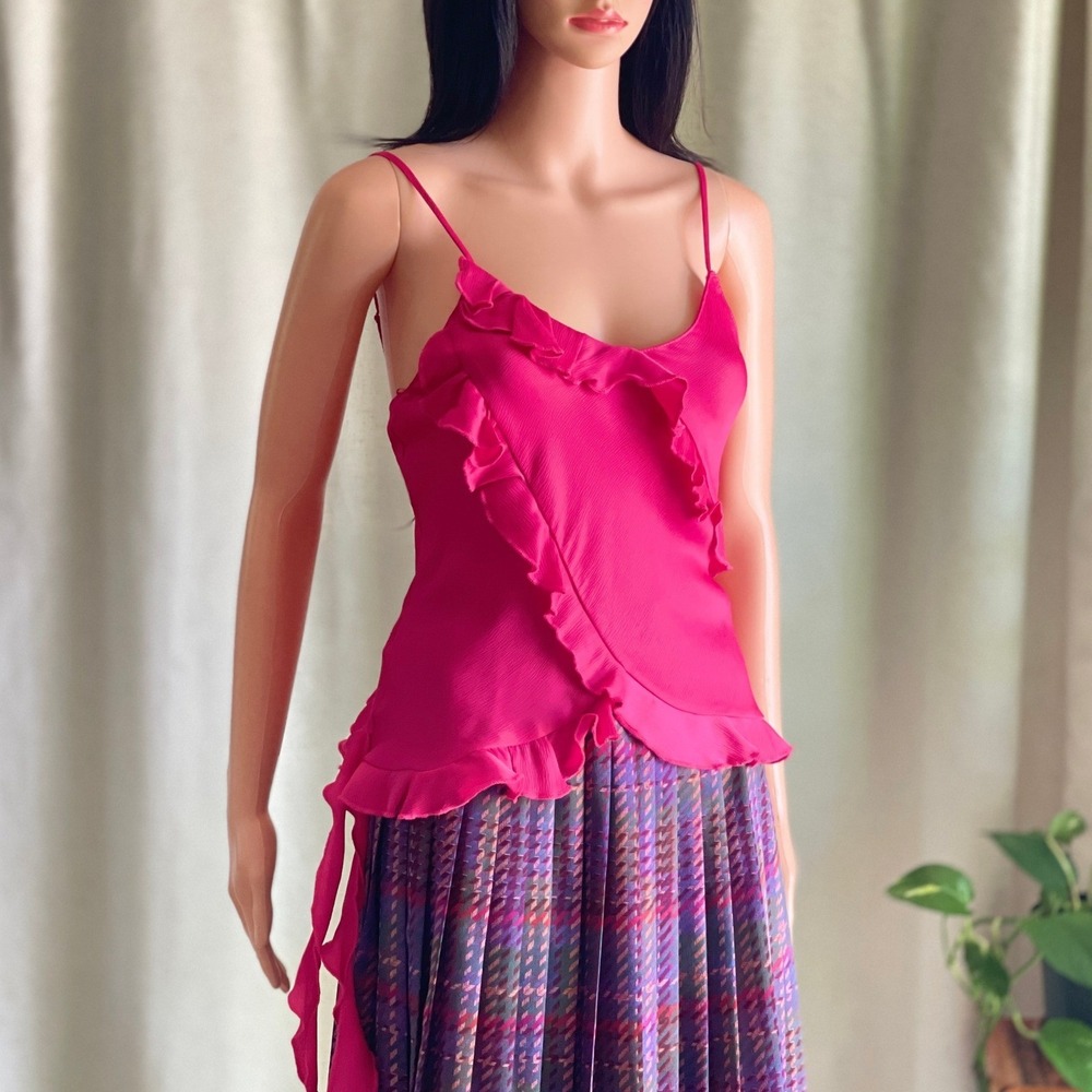 ASTR The Label Hot Pink Ruffle Cami Jellyfish‎ Top Size Coquette Barbiecore S